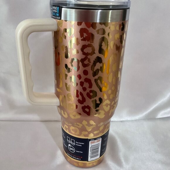 Buc-Ees 40 Oz Yukon Outfitters Leopard Print Tumbler With Straw & Slider Lid - Picture 3 of 6